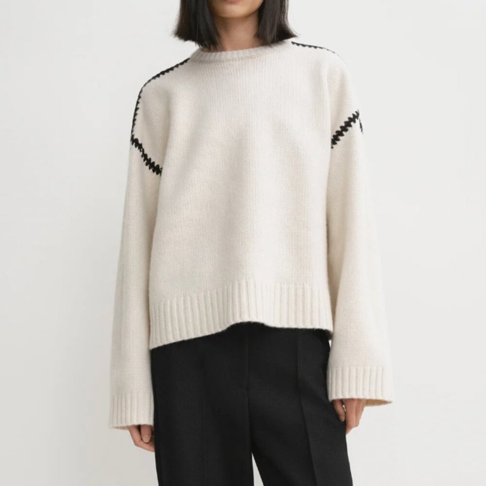 Toteme Embroidered wool cashmere knit snow